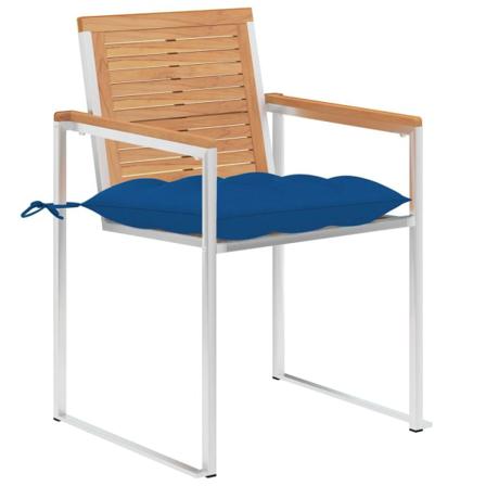 Vidaxl Trädgårdsstolar 6 St Med Dynor Massiv Teak Blå