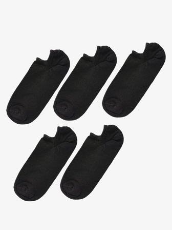 John Henric Men's Schwarze 5er-Pack Sneakersocken Baumwolle Size 43-46