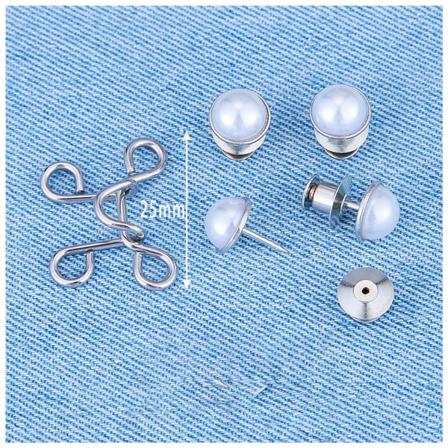 Midjespänne Spänne Klämknapp Byxor Nagelfri stift Avtagbart verktyg för jeans white pearl s