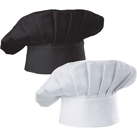 Kokkihattusetti, 2 kpl, Aikuisten säädettävä joustava leipurikeittiökokkihattu