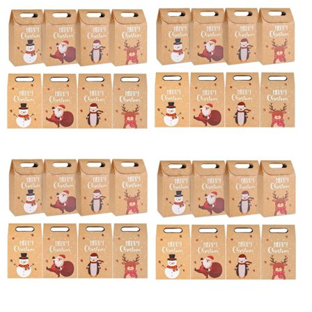 32 stycken julklappspåsar återanvändbara presentpåsar i kraftpapper presentpapper påsar godis kakor presentförpackningspåsar