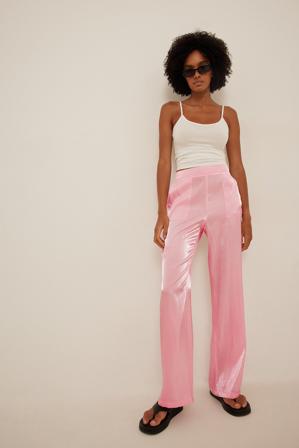 NA-KD Party Sheer Suit Pants - Byxor med hög midja - Rosa - EU 36