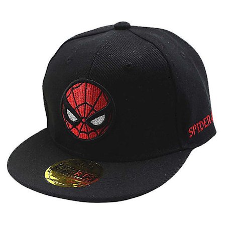 Spiderman Snapback Baseball Cap for Barn - Unisex - Justerbar Superhelt Caps Svart