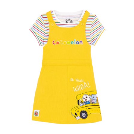 Cocomelon Girls Oh Yeah! Whoa! Pinafore Dress Set 4-5 år Gul