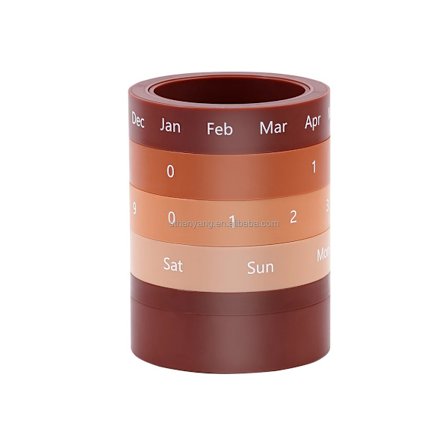 Brun Funksjonell Flerlags Sylindrisk Silikon Hjemmekontor Skrivebord Manuell Rotasjonskalender For Daglig Planlegging Justerbar Dato Måned Uke Visning