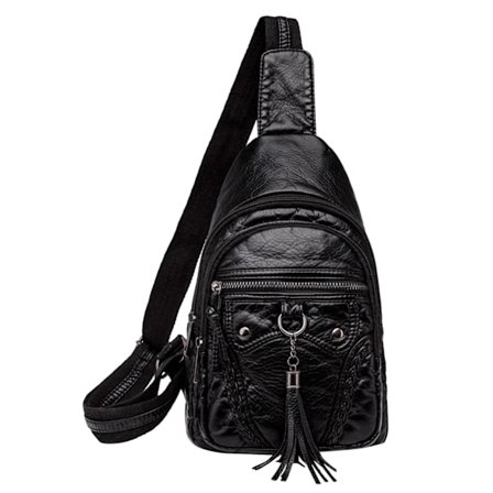 Bröstväska Dam Sling Bag Liten Crossbody PU Läder Satchel Daypack Mode Axelrem
