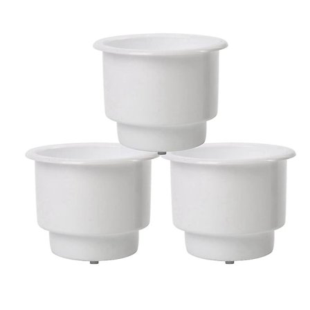 st Recessed Plastmugg/Burkhållare med Dränering för Båt Bil Marin Husbil (Vit)