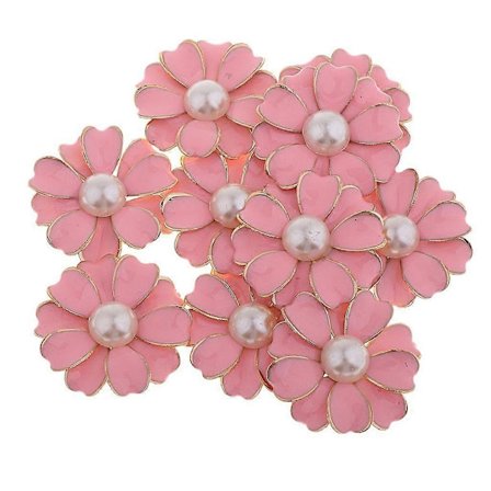 10 stk. Perle Blomst Knap Rhinestone Blomsterudsmykning Smykkefremstilling 1#-lingling}
