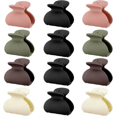 Små hårklyper for kvinner, hårklyper klo sklisikre matte hårklyper for jenter barn små bittesmå klo klyper for fint tykt tynt hår 12 stk (Grønn)