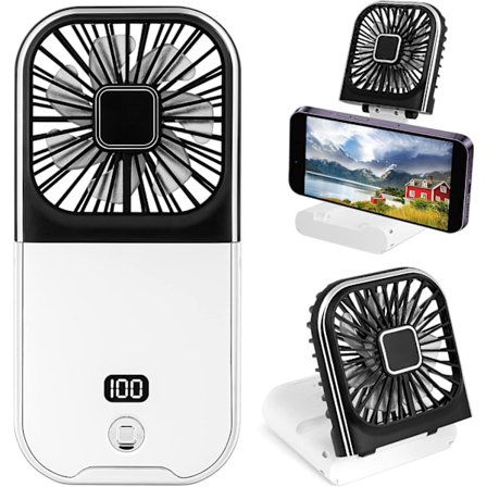 Vikbar Handhållen Fläkt, Mini Portabel Personlig Fläkt USB Uppladdningsbar Power Bank Fläkt Halsfläkt, Batteridriven 180° Vikbar Skrivbordsfläkt Co