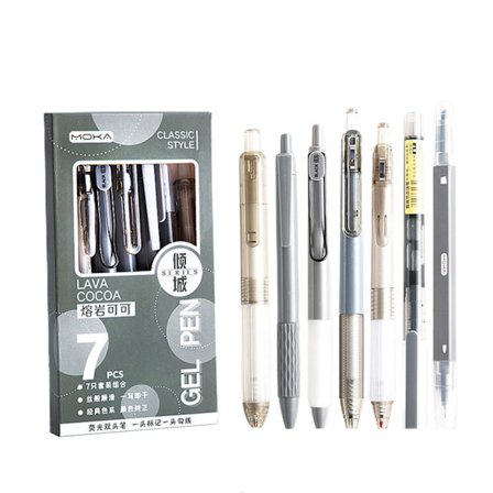 7 st svart gelpenna för studenter 0,5 mm Retractable Gelpenna Multipurpose Smoothing Ink Pen Back To School Present