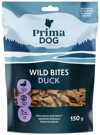 PrimaDog Wild Bites Anka med Echinacea 150 g