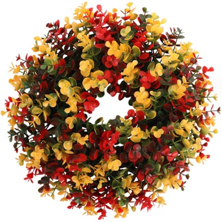 Höstkrans 15 tum konstgjord blandad löv julkrans hängande realistisk höstkrans för ytterdörr väggfönster, små kransar