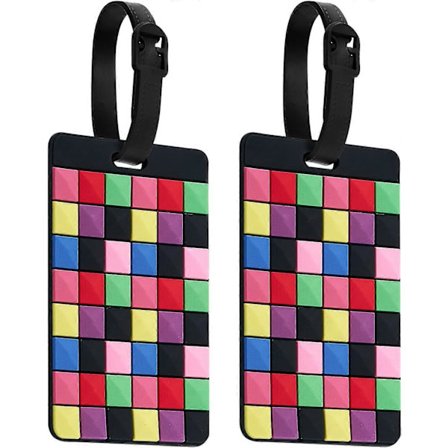 Bagageetiketter, 2-pack, bagageetiketter, resväska ID-etiketter, visitkortshållare/rese-ID-väskaetikett (Diamant)