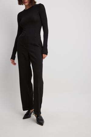 NA-KD Pantalon de tailleur ajusté à taille mi-haute - Pantalon cigarette - Noir - EU 32