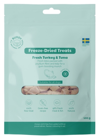 Buddy Freeze Dried Treat Raw Turkey & Tuna 100g makupalat - Buddy