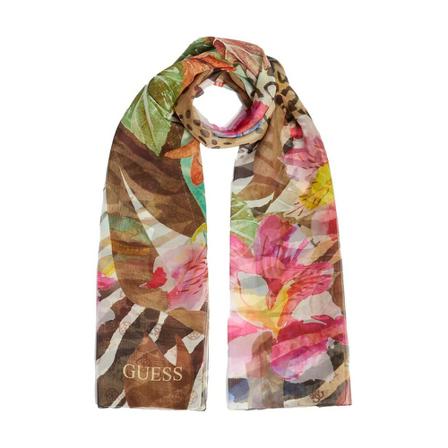 Guess Animalian floral scarf , Bruin , Dames , Maat: ONE Size Sjaals
