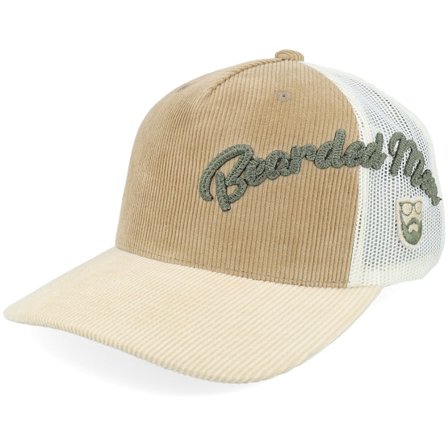 Bearded Man - Beige trucker Czapka Z Daszkiem - Side Arch 3d Logo Corduroy Caramel/Ivory A-frame Trucker @ Hatstore