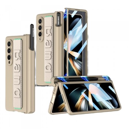 Samsung Galaxy Z Fold 4 -kotelo rannehihnalla, näytönsuojalla, S Pen -kynän pidikkeellä ja saranasuojalla, ultraohut kotelo kamerasuojalla