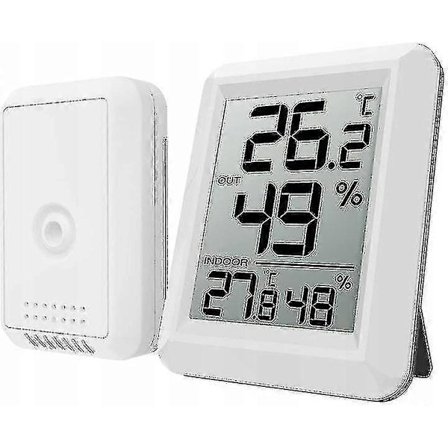 Trådløst Innendørs og Utendørs Termohygrometer Høy Nøyaktighet Multifunksjonelt Termohygrometer for Husholdningsbruk Med Hvit Sensor