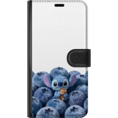 Kompatibelt Plånboksfodral till Samsung Samsung Galaxy A26 Söt blå karaktär bland blåbär med nalle i mjuk och lekfull illustration