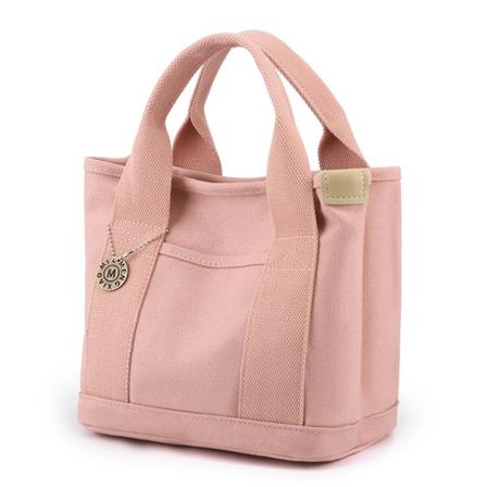 Kvinners lerrets tote bag lerretshåndveske med flere innerlommer glidelåslukking med anheng ensfarget Portable Pink