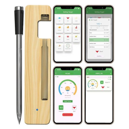 Digitaalinen lihalämpömittari Langaton digitaalinen kaksoisanturi Bluetooth BBQ-lämpömittari grillaamiseen, ruoanlaittoon, savustukseen