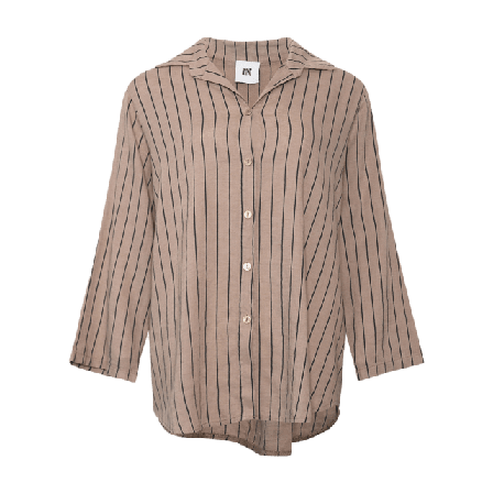 Tiffany Inez, Shirt - Nougat/navy Stripes Blusar Dam Brun M/L