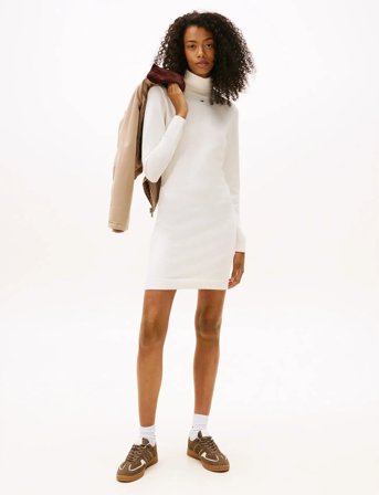 Tommy Jeans Tjw Ess Turtleneck Sweater Dress - White - S