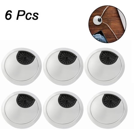 6 stk. Skrivebordsledningsskjulere - Hulldeksel for kontor-PC-skrivebord - Kabelorganisator i plast