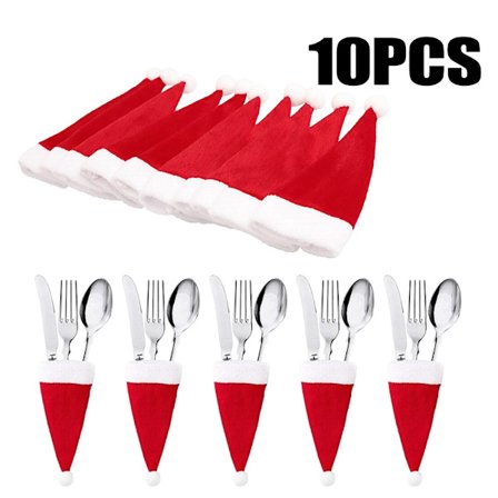 10 stk. Jule Rød Nisselue Holder Pose Lomme dekorasjoner