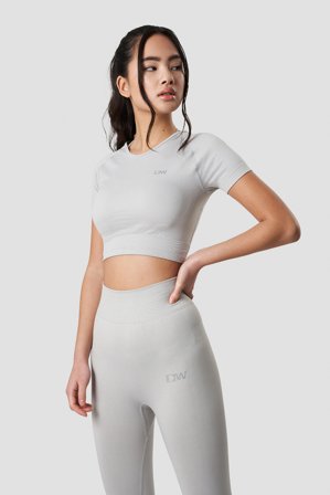 ICANIWILL - Define Seamless Cropped T-shirt Light Grey Wmn - Dame - ICIW