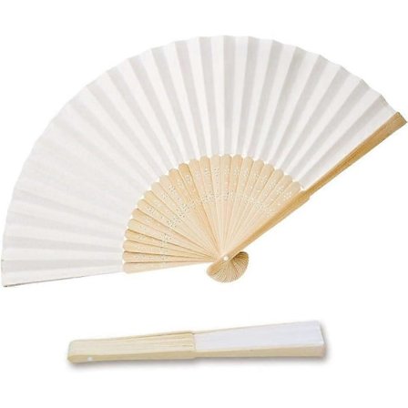 Papir- og bambusvifter til gæster - Bryllup, fest, udendørs arrangement. (Hvide, vifter)