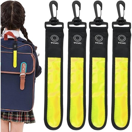 LED Blinkende Lys for Skolesekker, 4 stk. Barne Refleks Blinkende Lys, 3-Modus Skolesekker, Sikkerhetslys, Vanntett Reflektor (Gul) Gul