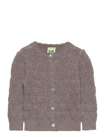 Baby Pointelle Cardigan Stickad Tröja Cardigan Brun FUB