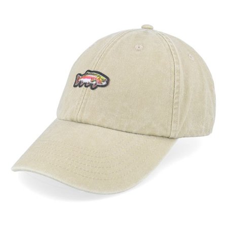 Skillfish - Beige unconstructed Keps - Tiny Rainbow Trout Fish Vintage Washed Stone Dad Cap @ Hatstore