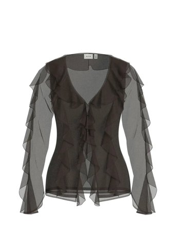 Vila Vifalia L/S Frill Kimono Top/Ka - Brown - 38