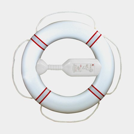 Koło ratunkowe Fristad Plast FP380, Ø61/38 cm, białe z czerwonymi taśmami odblaskowymi, 2.1 kg - Jachtowa