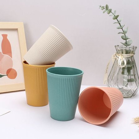 4 st plastglas, hälsosam polypropylen okrossbar mugg för vuxna och barn, set med 4 färger, multifunktion, mikrovågsugn och diskmaskinssäker