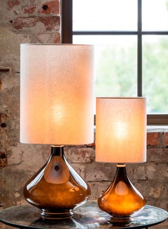 Flavia mini bordlampe H48 - negra m/milano tostada skjerm