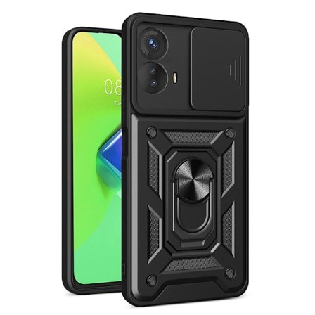 SKALO Motorola Moto G73 5G Armor hybridi metallirengas kameran liukusäädin - - Musta