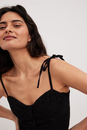 Chloé Schuterman x NA-KD Débardeur à armatures - Strap & Tie Tops - Noir - EU 40