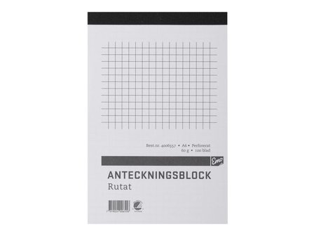 Anteckningsblock med rutat papper, A6, 100 ark - Lyreco - Kontorsmaterial - Block och anteckningsböcker - Anteckningsblock