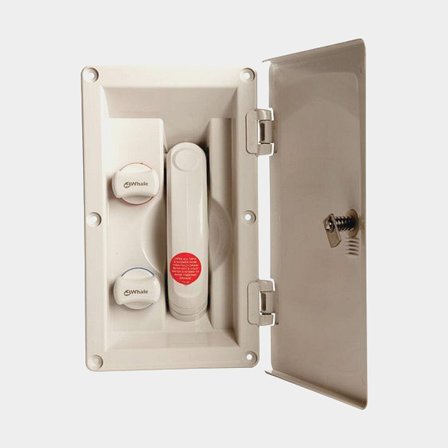 Bruser båt / indbygget bruser med blander Whale Swim'n' rinse, med slange 3 meter, med luge, plast, hvid