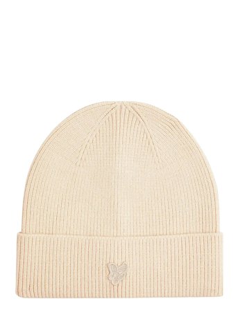 Lyle & Scott Tonal Eagle Beanie - Cream - ONE SIZE
