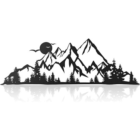 (Svart) Fjellkjede Metall Veggkunst Dekor Topp Metall Veggskilt Rustikk Veggkunst Fjell Veggdekor Skog Veggdekor Aksent Hjem Dekor Skilt Fjell