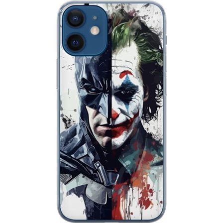 Kompatibelt Mobildeksel til Apple Apple iPhone 12 mini Delt portrett av Batman og Joker i dramatisk illustrasjon, ikonisk superhelt motiv med mørk ku