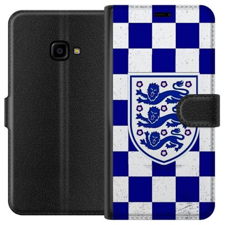 Kompatibelt Plånboksfodral till Samsung Samsung Galaxy Xcover 4 Grafiskt schackrutigt mönster i blått och vitt med klassiskt heraldiskt emblem, ret