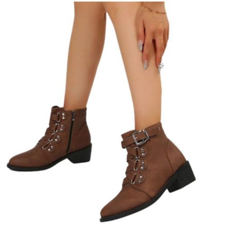 Damskor med rund tå och kort klack