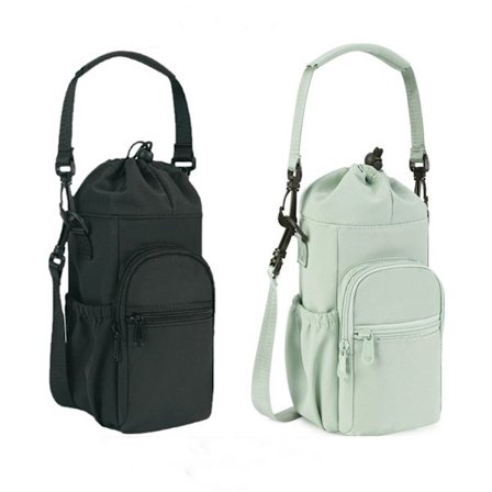 Isolerad vattenflaskhållare med axelrem för 2 flaskor 950ml 1200ml svart mintgrön telefonficka